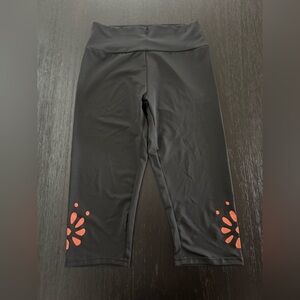 SHEIN Black Capris with Orange Floral Accents (NEW without Tags)